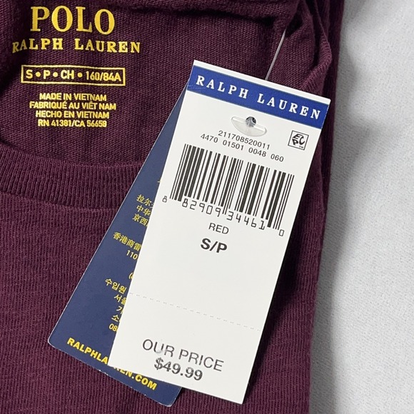 Polo Ralph Lauren T Shirt Women Small Burgundy Graphic Logo Embroidered New - Picture 5 of 10